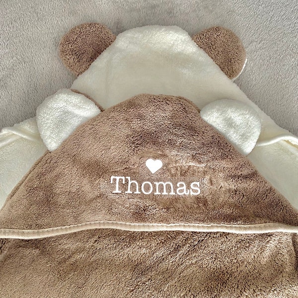Personalized bath cape for babies and children with hood