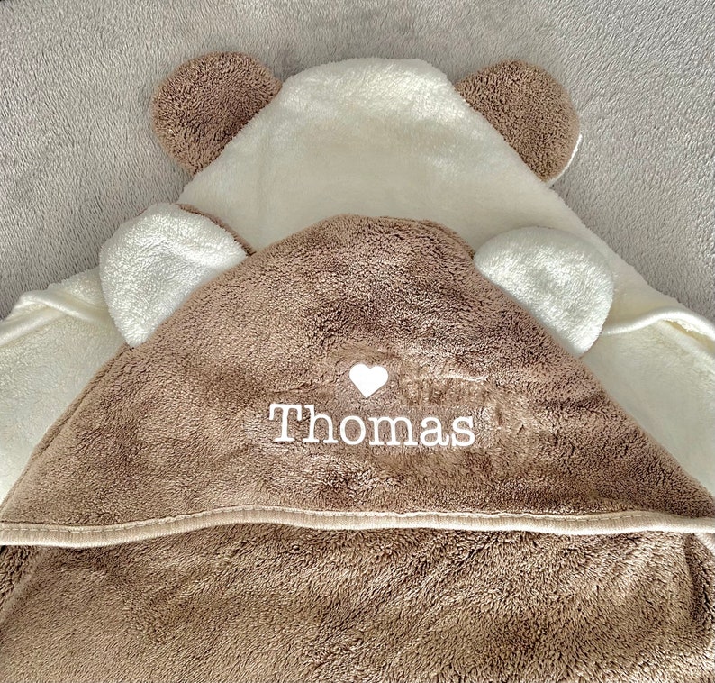 Personalized bath cape for babies and children with hood image 1