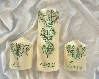 Bougies personnalisées pour mariage, modèle fessi