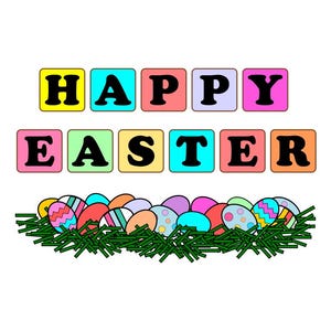 Happy Easter Eggs Wall Art: Pastel Blocks Print (PDF)