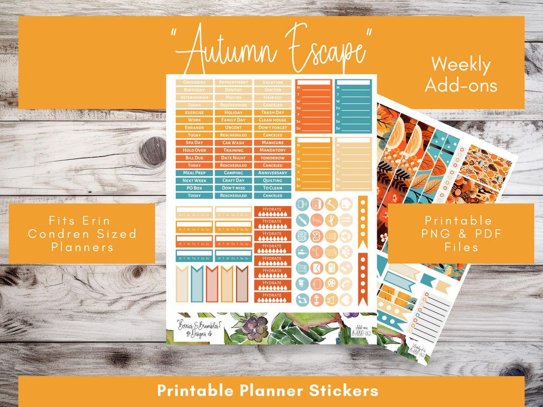 Planner Sticker Weekly Kit Printable Template Digital Sticker Sheet ...