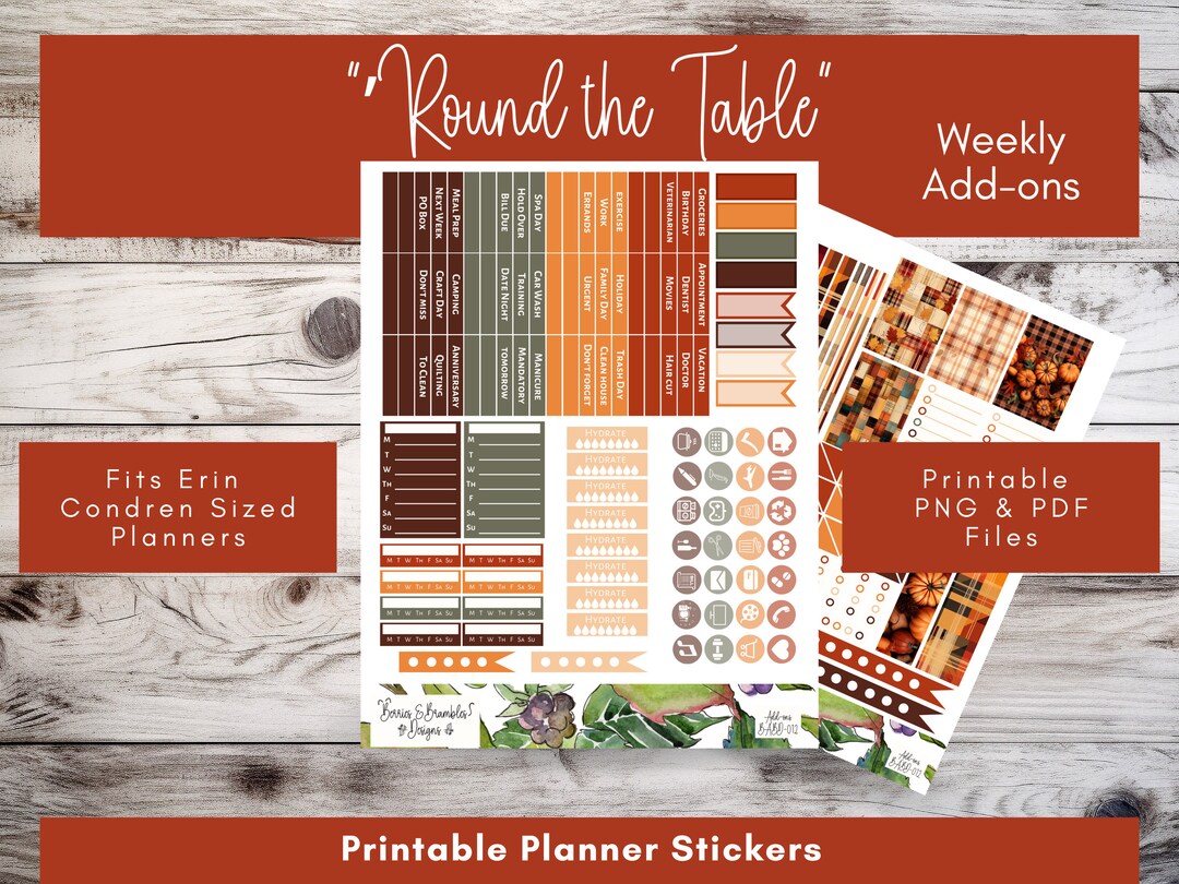Planner Sticker Weekly Kit Printable Template Digital Sticker Sheet ...