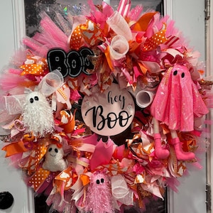 Pink and Orange Ghost Wreath/Summerween Wreath