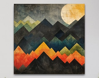 Abstract textured mountain shapes - Canvas print wrapped on pine frame