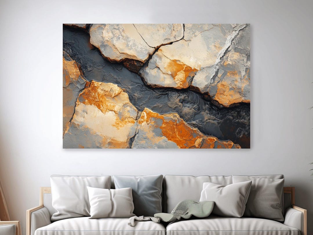 Natural Stone and Rock Wall Art, Textured Rustic Artwork - Canvas Print ...