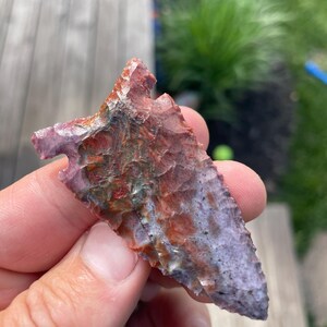 Arrowhead Colorful Fancy Jasper (Purple/Red Dart Point) - Stone Arrowhead - Flintknapped Arrowhead - Homemade Gift - Dad Son Gift