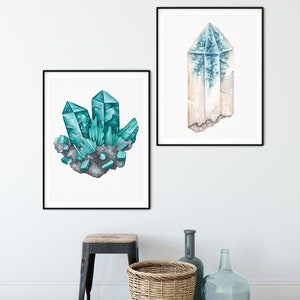 Gallery Wall Print Set of 60 - Watercolor Crystal Illustration Download