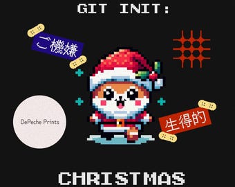 Git Init Weihnachtsdesign, Programmierer Urlaub Shirt, niedliches Pixel Art Hund Santa, Coding Tech Geek SVG PNG für Programmierer Geschenk