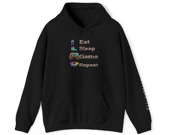 Eat, Sleep, Game, Repeat Erwachsene Unisex Heavy Blend ™ Kapuzen-Sweatshirt / Hoodie