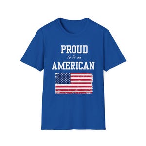 Proud to be an American w/ USA Flag Adult Softstyle Cotton Shirt/ Tee/ T-Shirt
