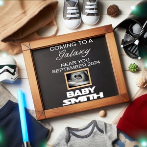 Revelación de anuncio de embarazo digital / Anuncio de bebé de Star Wars Space Wars / Revelación de género en las redes sociales de Future Galactic.
