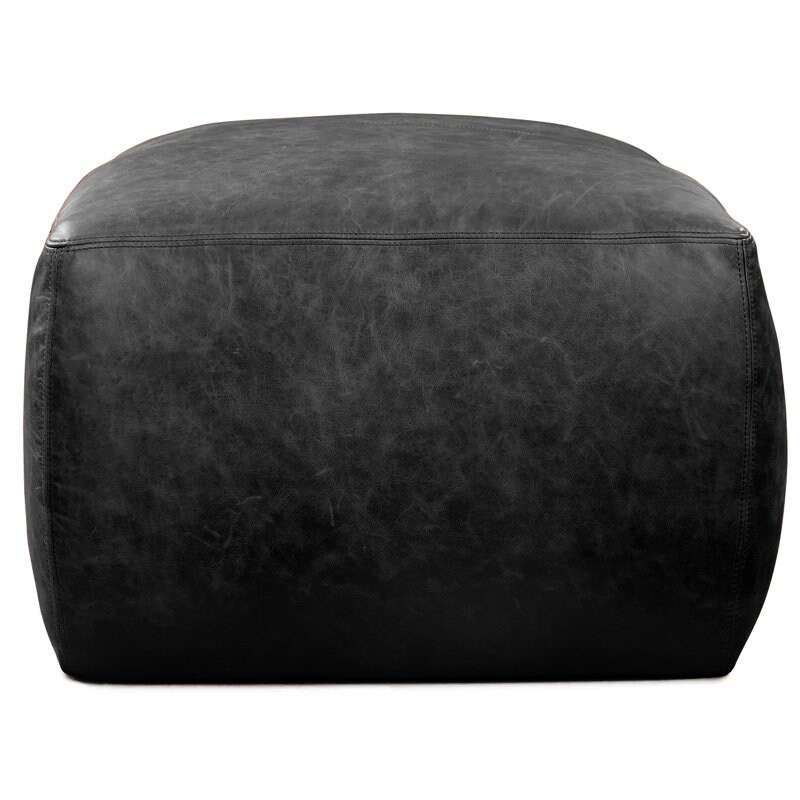 Black Leather Pouf Square Moroccan Leather Pouf Square Ottoman Pouf ...