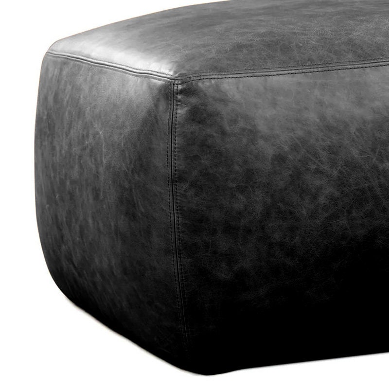 Black Leather Pouf Square Moroccan Leather Pouf Square Ottoman Pouf ...