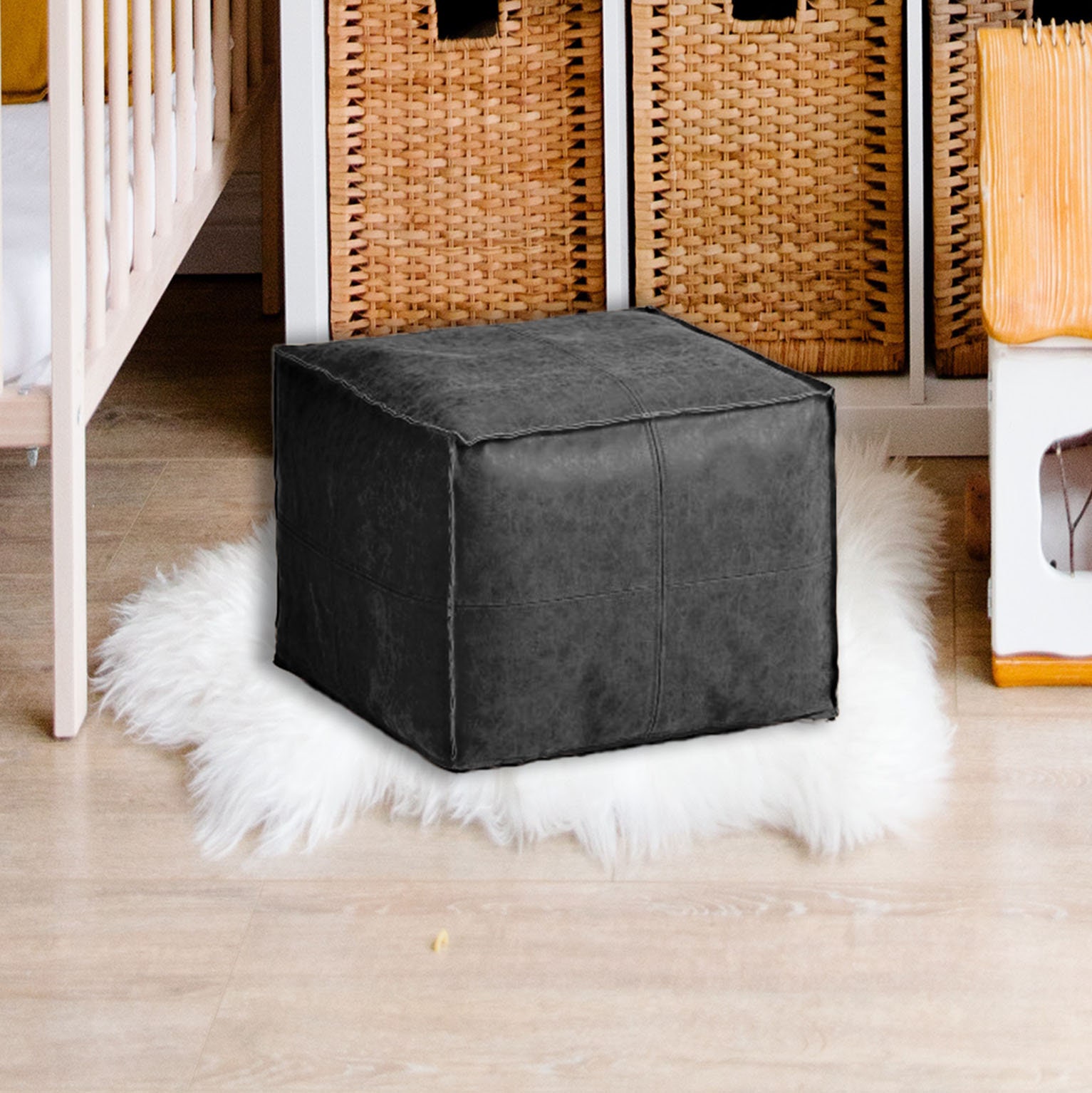 Gaming Black pouf roller pu leather