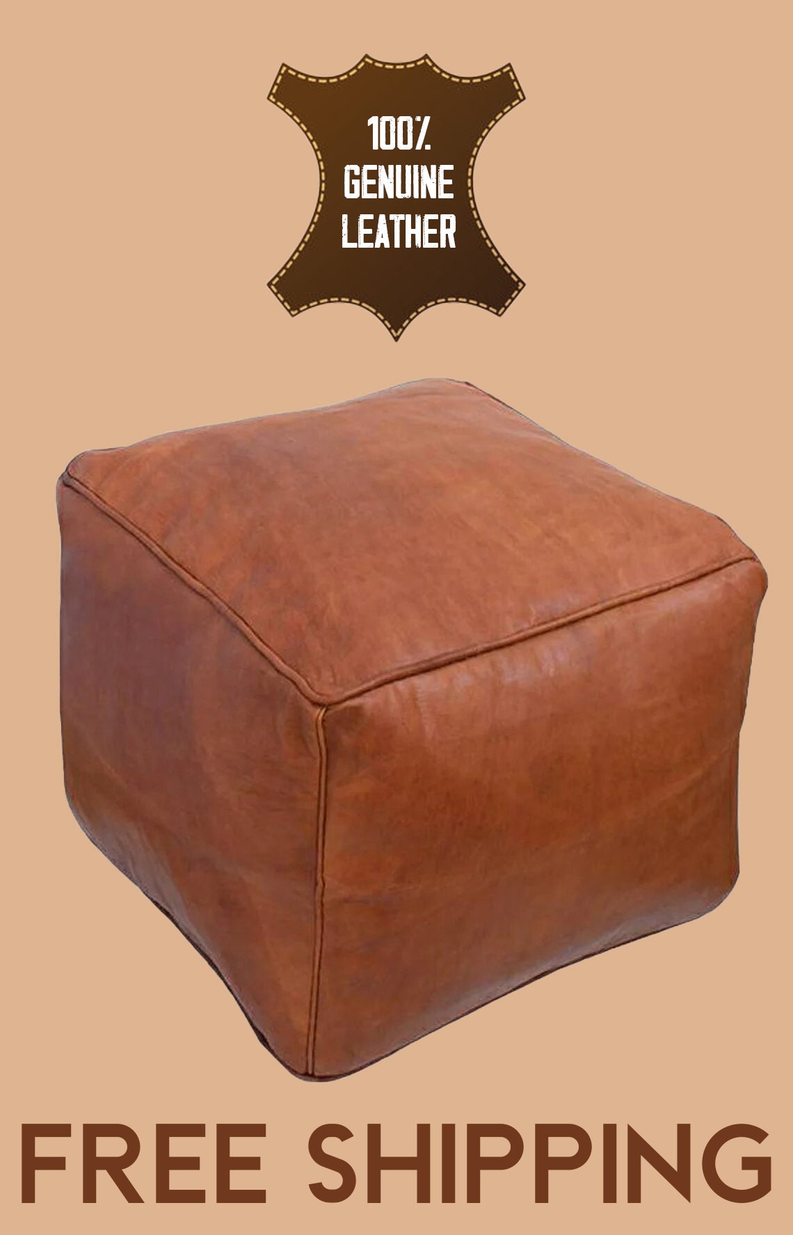 Custom Moroccan Leather Pouf Square Moroccan Leather Pouf Etsy