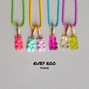 Gummy Bear Charm Necklace with Enamel Box Chain, Pop Punk Necklace, Gifts for Her, Gifts for Teens