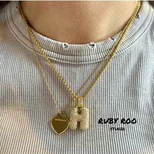 Collar con colgante de letra inicial de globo de burbujas con cadena de cuerda retorcida, regalos para ella, regalos para adolescentes, parece caro