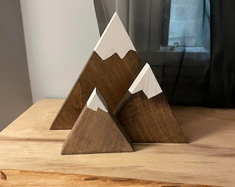 Wooden Mountain shelf decor, Woodland Nursery, Mountain wood decor