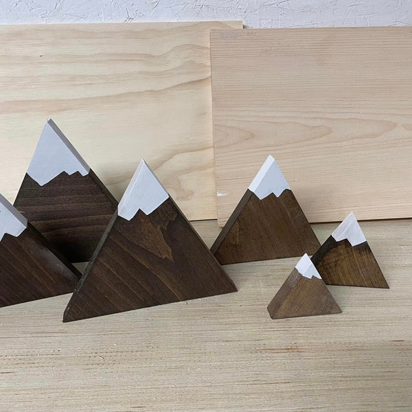 Wooden Mountain decor/shelf sitter/woodland nursery decor/woodland themed decor