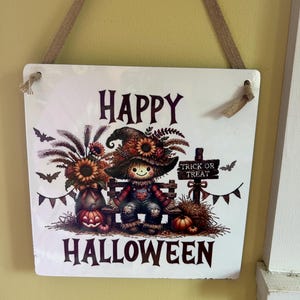 Fall hanging sign Halloween sign personalized pumpkin sign personalized scarecrow sign