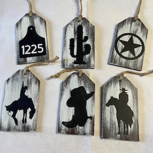 Western Christmas Ornaments: Rustic Farmhouse Cowboy Set (6 pc)
