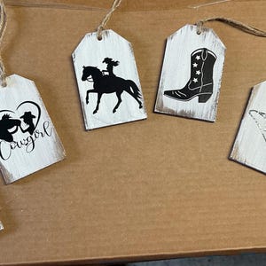 Cowgirl Christmas Ornaments: Western Rustic Wooden Set (6 pc)
