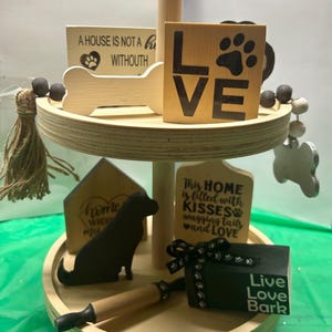 Dog Tiered Tray Decor: 10 Piece Set, Personalized Dog Bone