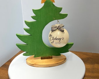 Christmas Ornament Display Stand: Wooden Tree Holder, Favorite Ornament Gift