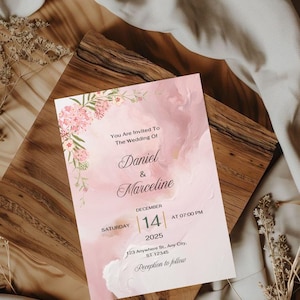 Romantic Pink Wedding Invitation