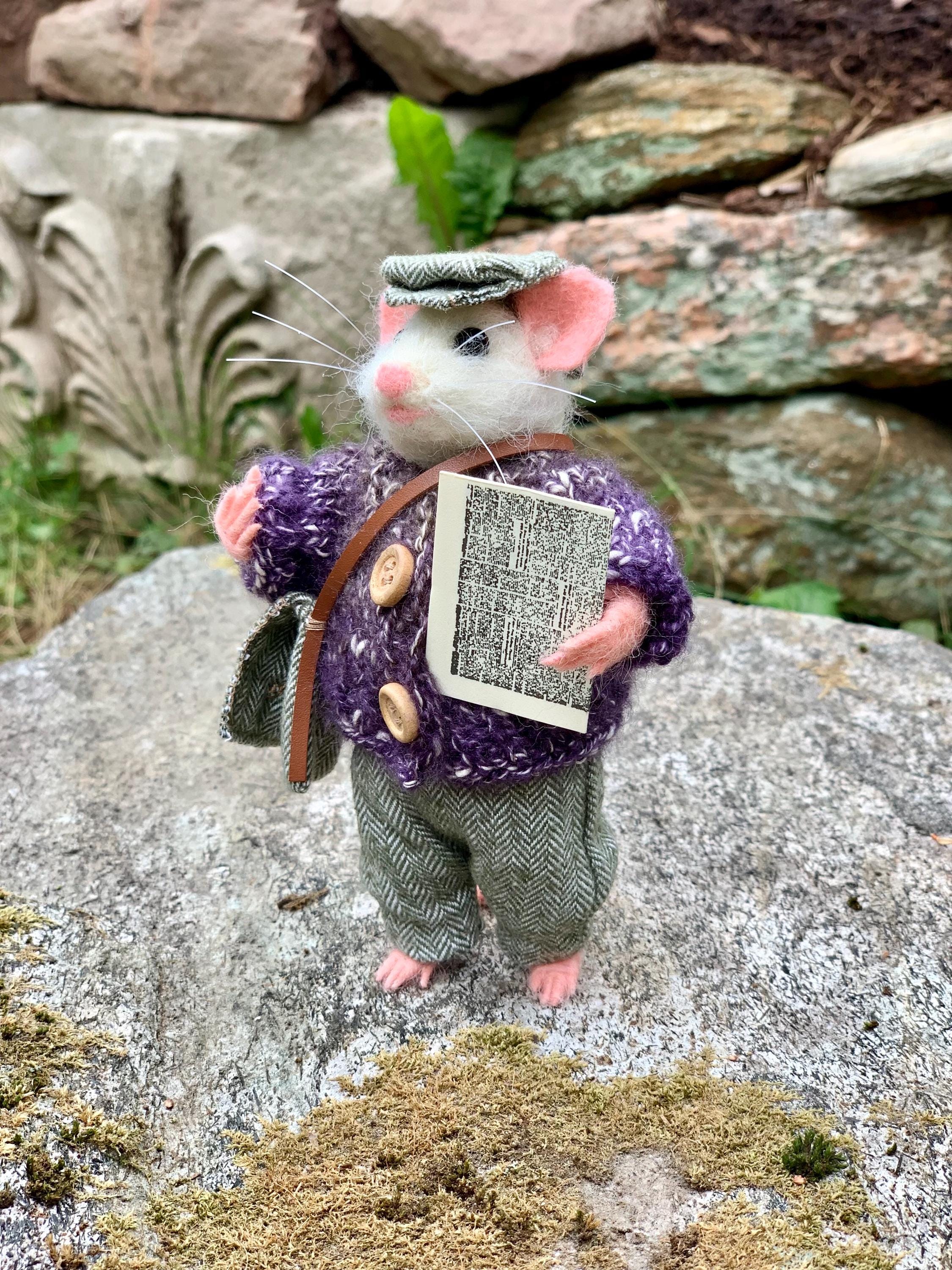 Nature Randy Mouse Needle-felted Randy the Mouse – Handmade Natural Fiber Art Doll ...