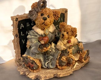 Vintage Boyds Bears Figurine, Miss Bruin & Bailey, Retired Teacher Gift