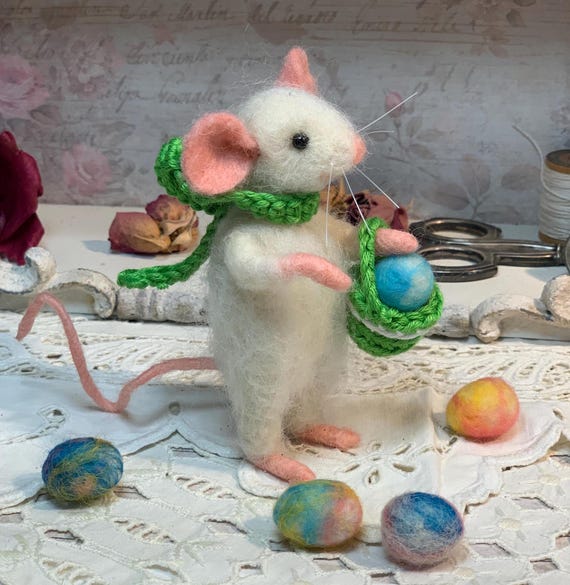 Easter Mouse - Fairy Fae Handmade Needle Felt Decoration Easter Mouse - Fairy Fae Handmade Needle Felt Decoration