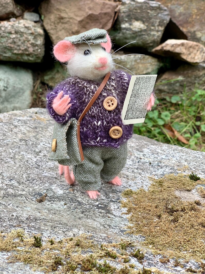 Nature Randy Mouse Needle-felted Randy the Mouse – Handmade Natural Fiber Art Doll ...
