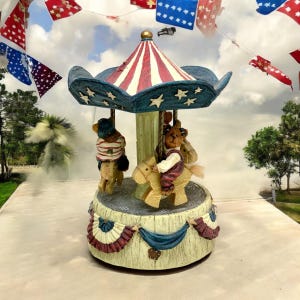 Rare Boyds Bears &quot;Martha, Dolly and George...An American Tradition- Musical Carouse&quot; l Bearstone #227810 QVC Exclusive Vintage Teddy Bear