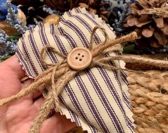 Handmade Ticking Fabric Hearts: Primitive Farmhouse Bowl Fillers