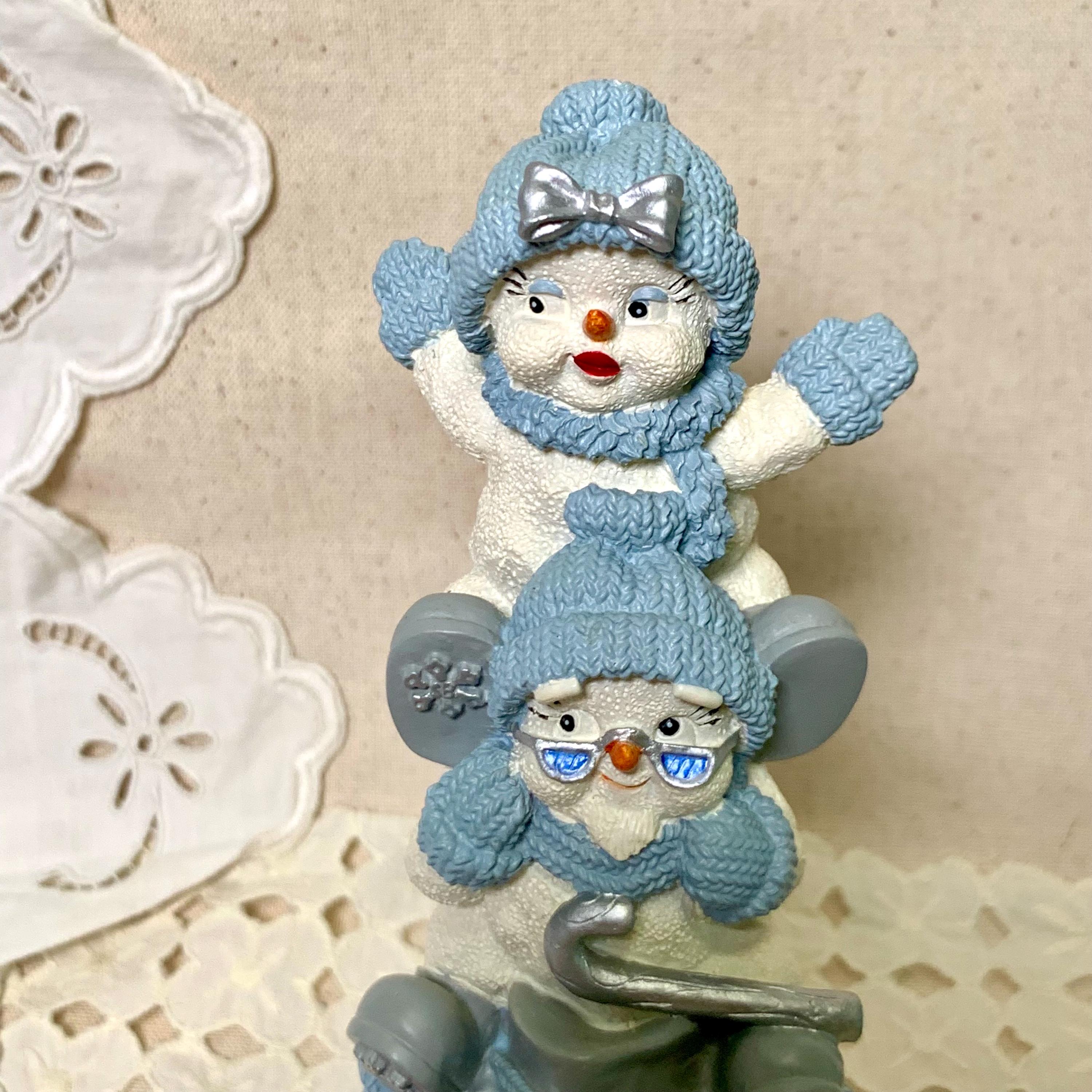 Encore Snow Buddies Figurine: Vintage Stacked Snowmen Christmas