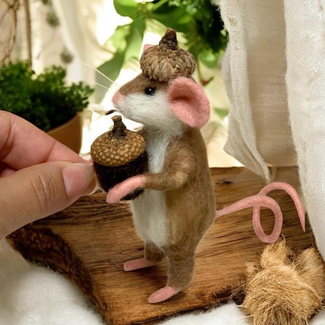 Felted Wool Mouse – Pip the Autumn Mouse With Acorn – Handmade Fall ...