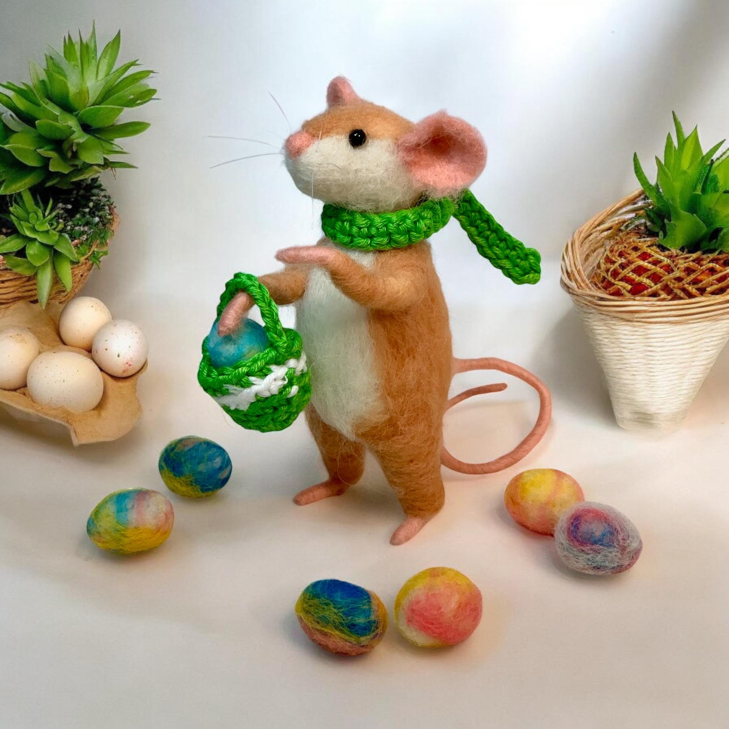 Easter Mouse - Fairy Fae Handmade Needle Felt Decoration Easter Mouse - Fairy Fae Handmade Needle Felt Decoration