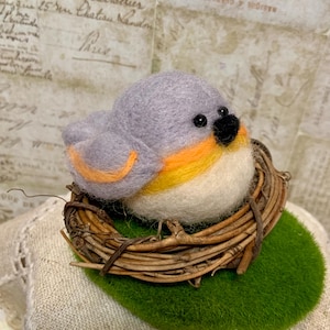 Handmade Felted Bird | Mini Wool Bird Figurine | Needle Felted Animal | Easter Basket Filler | Spring Cottagecore Home Décor