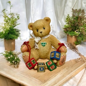 Cherished Teddies Noel An Old-Fashioned Noel To You| Enesco Collectible Bear Figurines Vintage 1996| Christmas Home Decor Dangling Blocks
