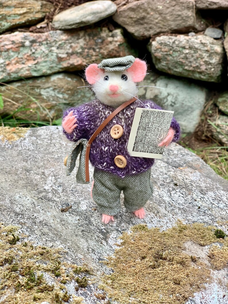 Nature Randy Mouse Needle-felted Randy the Mouse – Handmade Natural Fiber Art Doll ...