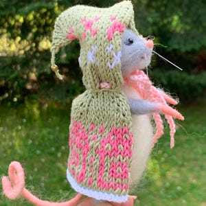 Needle Felted Mouse Art Doll: Handmade Wool Collectible Figurine