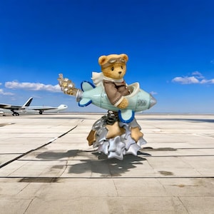 Cherished Teddies Milton Bear | Enesco Collectible Bear Figurines Teddy Bears Vintage 1999 | Cute Teddy Bear Pilot on a Plane