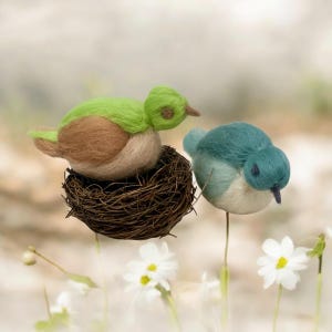 Handmade Felted Bird | Mini Wool Bird Figurine | Needle Felted Animal | Easter Basket Filler | Spring Cottagecore Home Décor