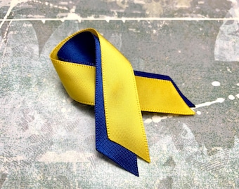 I stand with Ukraine Pin Support Ukrainian Blue and Yellow Awareness Ribbon Pin Slava Ukraine Buy 1 get 1 free