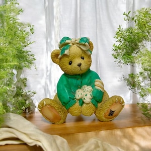 Cherished Teddies Kathleen - Luck Found Me A Friend In You&quot;| Enesco Collectible Bear Figurines Teddy Bears Vintage 1993 | St Patrick&#39;s Day