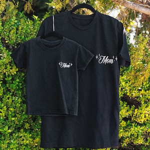 Mommy and Me MOM T-Shirts Bundle with Script Stars and Rose Graphic
