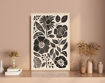 Abstract Floral Poster Print, Interior Wall Decoration, Wall Art, Boho style