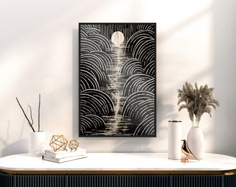 Abstract Ocean Waves Poster Print, Interior Wall Decoration, Wall Art, Boho style