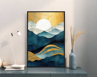 Abstract Landscape Poster Print, Interior Wall Decoration, Wall Art, Mid Century style